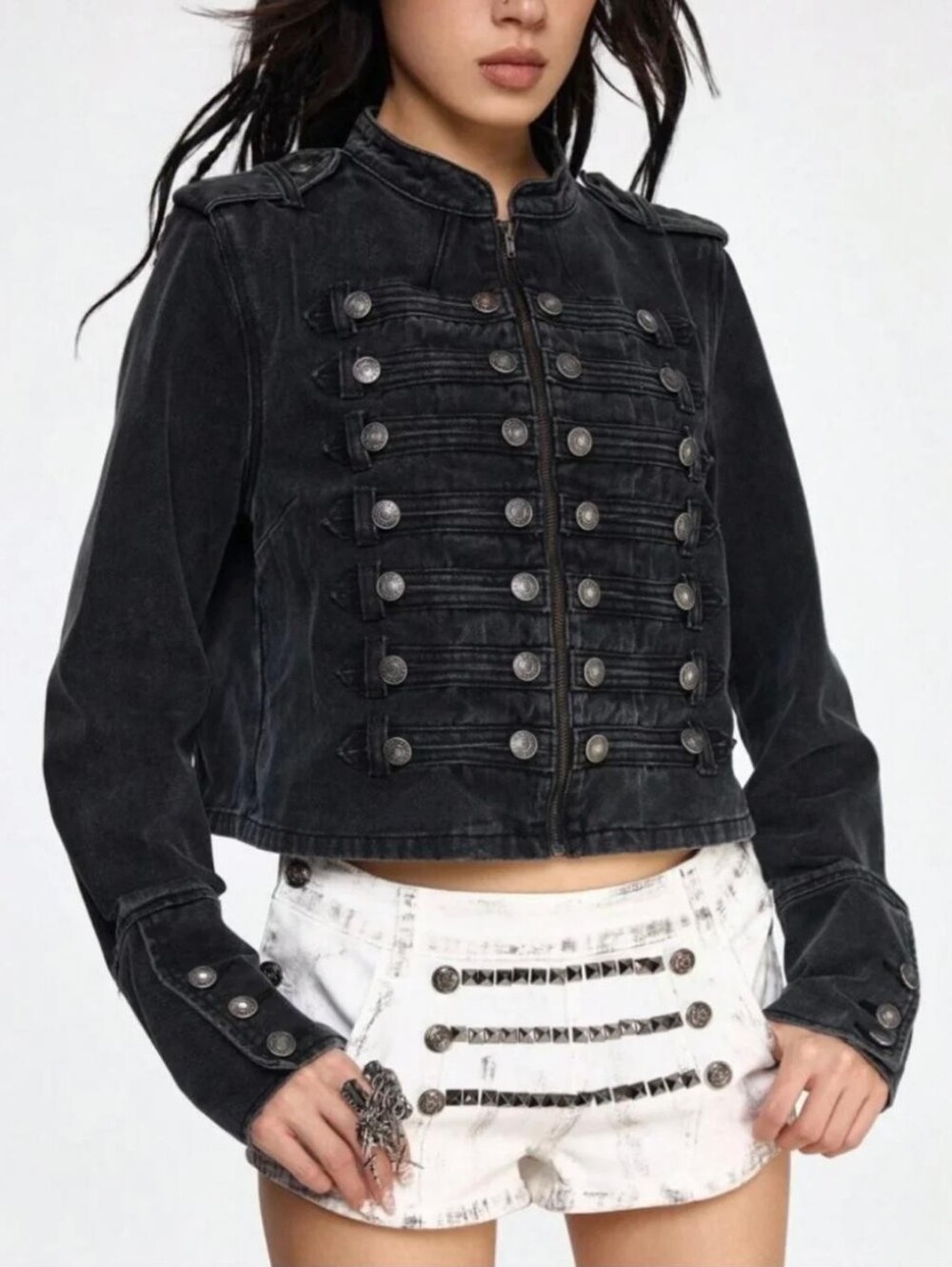 🖤
VIGOSS NWT Black Denim Napoleon Military Jacket | Statement Piece | Size M